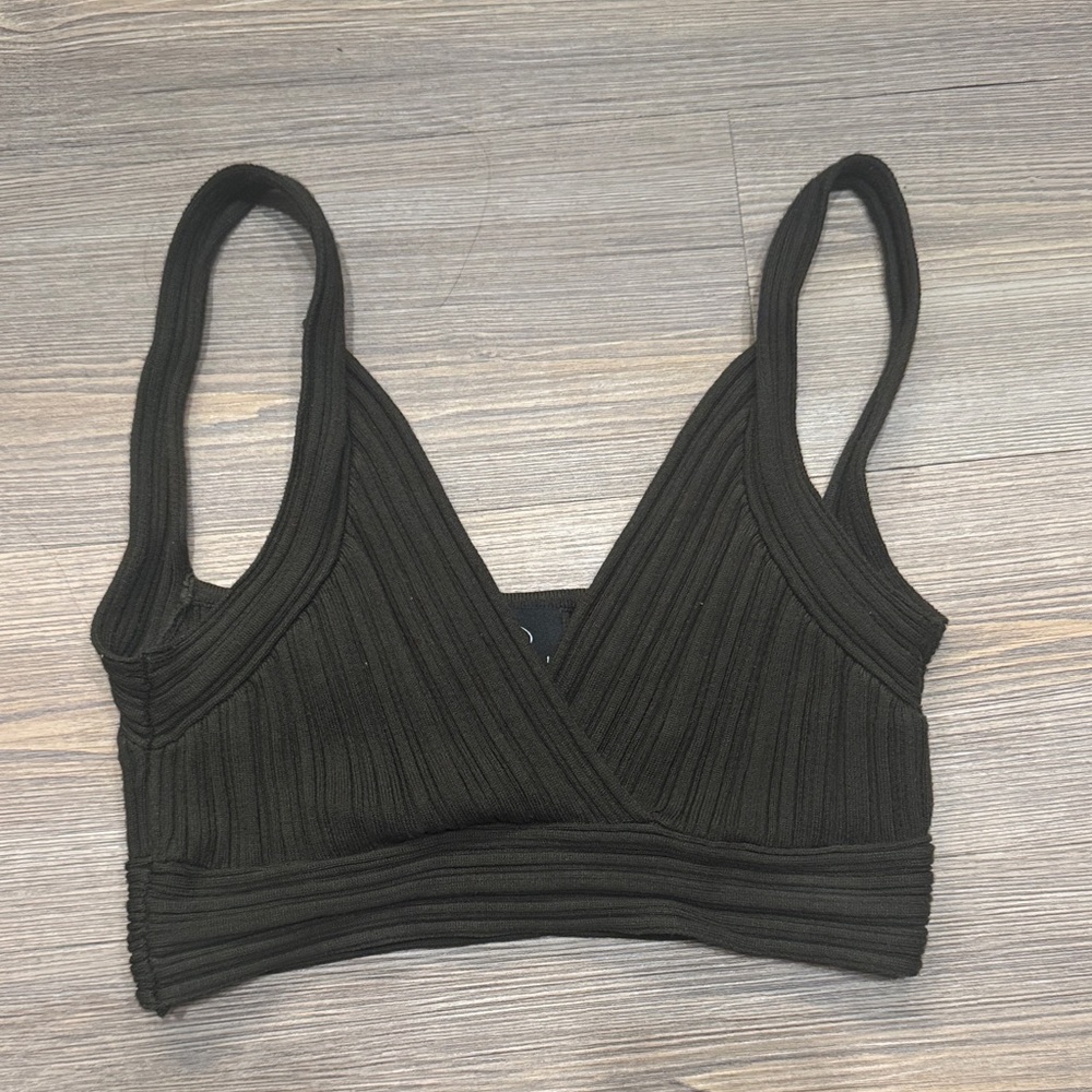 Cider Green Ribbed Women's Bralette